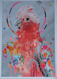 Gertie Galah - A1 Hand Embellished Print (UNFRAMED)