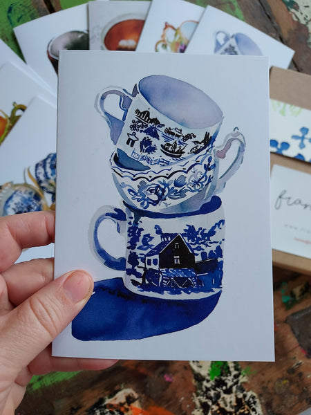 Tea Cups Greeting Cards - Box Set of 10