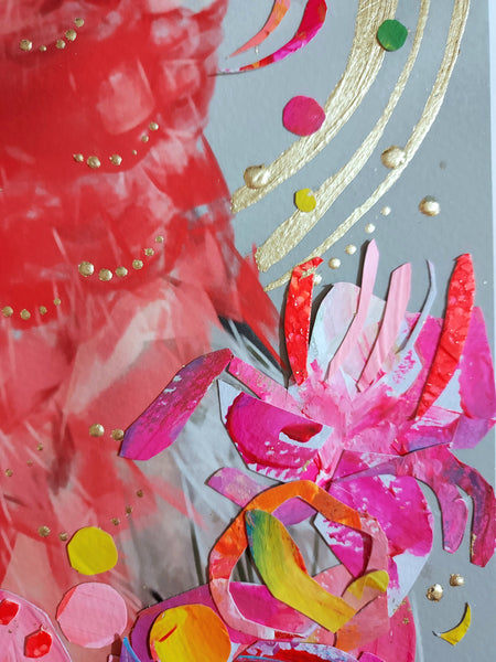 Gertie Galah - A4 Framed Hand Embellished print